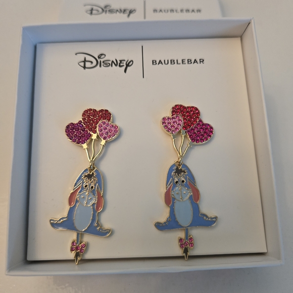 Disney X BaubleBar Eeyore Earrings with Pink & Red Heart balloons! - Picture 2 of 5
